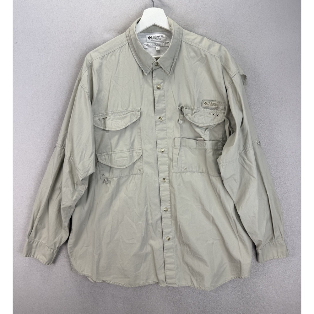 Columbia Men's‎ Large PFG Fishing Gear Safari Outdoor Lightweight Utility Shirt